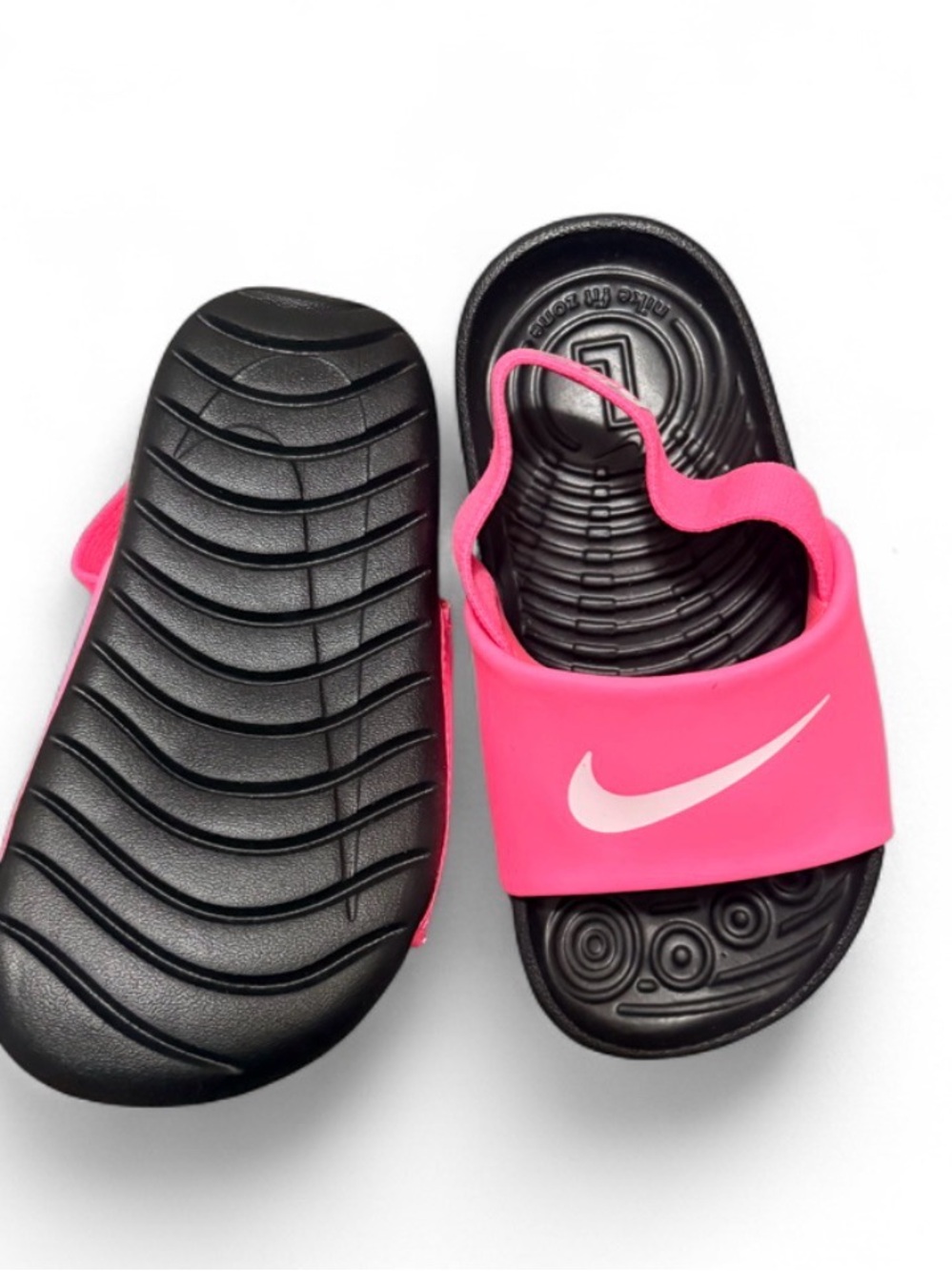 Nike Kids Hot Pink Slide Sandals with Black Footbed